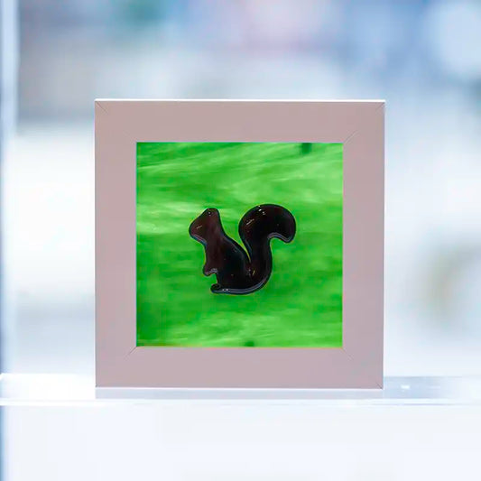 Squirrel - glass art in frame