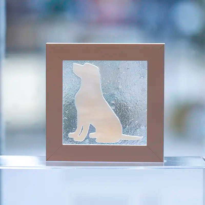 Dog - glass art in frame